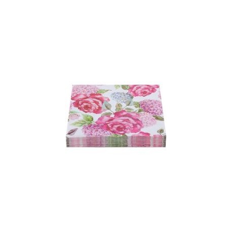 Servilleta papel 33x33 rosa flores