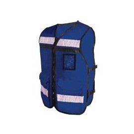 Chaleco con reflejante de rescatista azul c/ 4 bolsas