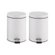 Set 2 botes de basura de pedal blancos 5l