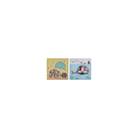 Set 2 lienzo Ballena/Elefante 27x27 cm