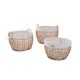 SET 3 CANASTOS OVALADOS FIBRA Y TELA MANILLA