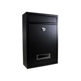 Buzón de acero galvanizado 22 x 32 x 8.5 cm negro