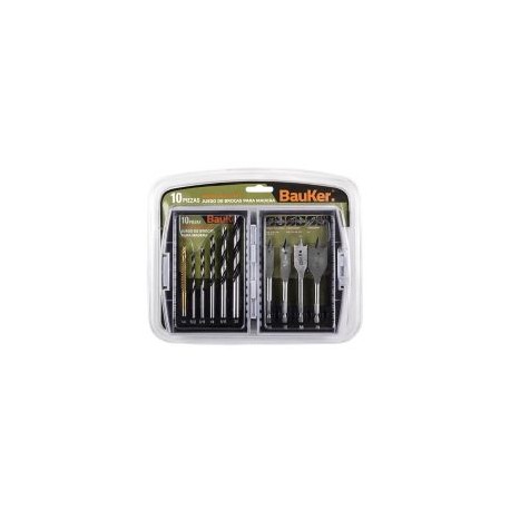 Set 10 brocas para madera bauker