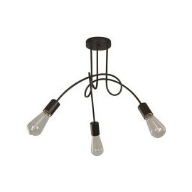 Lámpara de techo 3 luces, Foco expuesto, Socket E27, en acero, acabado Chocolate, 40W.