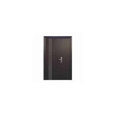 Puerta seguridad 3L Plus chocolate con fijo izquierda 130 x 213 cm
