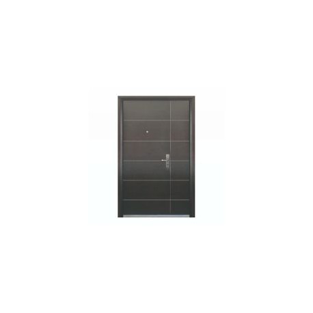 Puerta seguridad Contour nogal con fijo derecha 130 x 213 cm