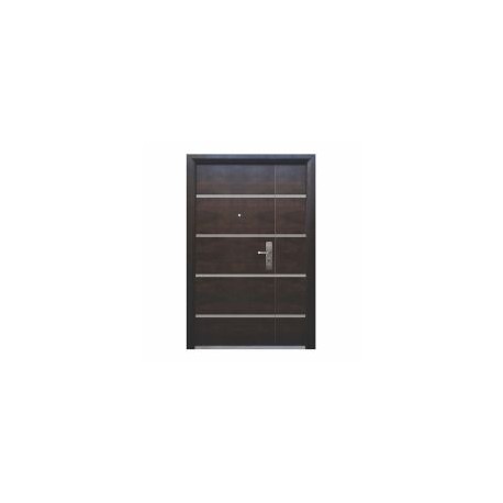 Puerta seguridad Firenze nogal con fijo izquierda 130 x 213 cm