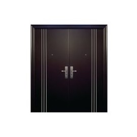 Puerta seguridad 3L Plus chocolate con fijo doble derecha 170 x 213 cm