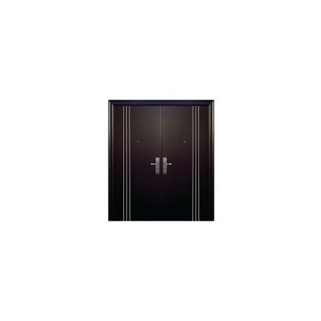 Puerta seguridad 3L Plus chocolate con fijo doble derecha 170 x 213 cm