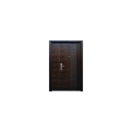 Puerta seguridad Módena nogal con fijo derecha 130 x 213 cm