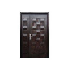 Puerta seguridad Master nogal con fijo derecha 130 x 213 cm