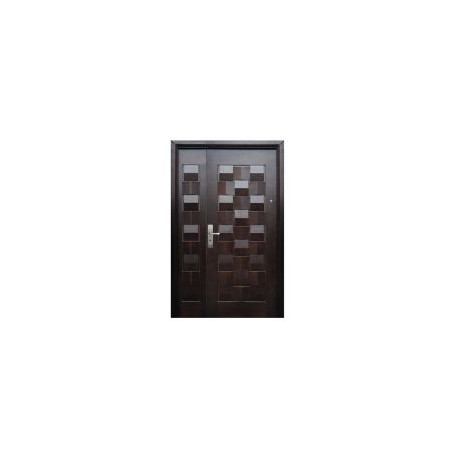 Puerta seguridad Master nogal con fijo derecha 130 x 213 cm