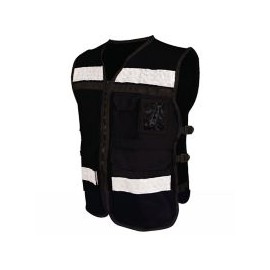 Chaleco con reflejante de rescatista negro c/ 8 bolsas
