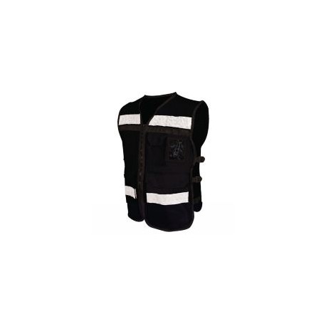 Chaleco con reflejante de rescatista negro c/ 8 bolsas