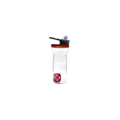 Botella plástico 20oz con agitador para proteina rojo