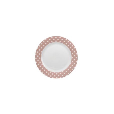 Plato 26X26Cm Puntos Rosada