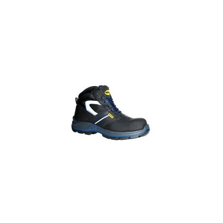 Bota de seguridad de piel y lona en color negro con casco de policarbonato, suela de poliuretano,  26