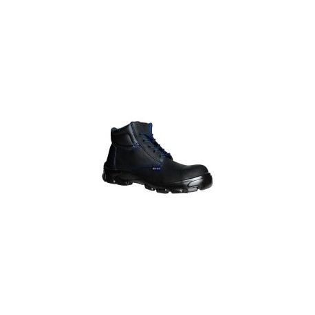 Bota de seguridad de piel color negra con casco de policarbonato, suela doble densidad de poliuretano,  30