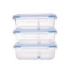 Set 3 contenedores vidrio rectangular 2div 1.05 Lt
