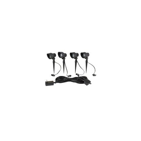 Estaca solar led 2W Hoian negro 4luces neutra 200lm metal X4 Ip44 30cm