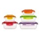 Set 5 contenedores vidrio tapas color