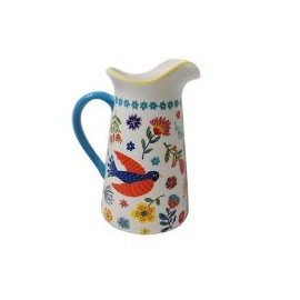 Jarra Pajaro Flores 15X19.5Cm