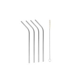 Juego de 4 popotes reutilizables de acero inoxidable
