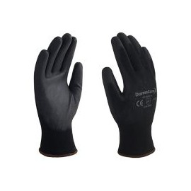 Guante de nylon negro c/palma poliuretano talla 8