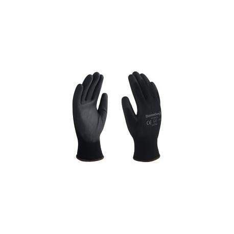 Guante de nylon negro c/palma poliuretano talla 8