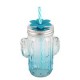 Jarra Cactus De Vidrio 400 Ml Azul
