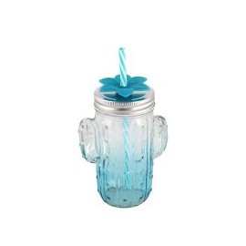 Jarra Cactus De Vidrio 400 Ml Azul