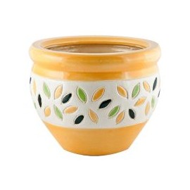 Maceta Hojas HV-282 Amarillo 23 x 16 cm