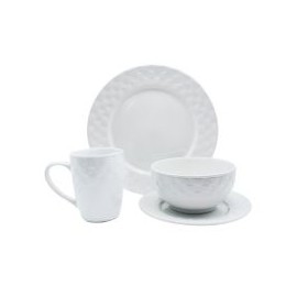 Vajilla porcelana 16 piezas blanca con textura