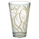 Vaso de vidrio decorado orgánico en tramas color oro, capacidad 350 ml.