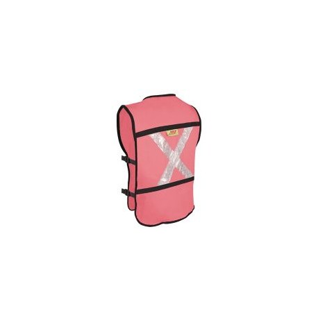 Chaleco con reflejante de rescatista rosa c/ 4 bolsas