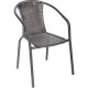 Silla apilable metal negro-ratán de PVC café