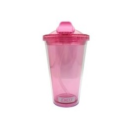 Vaso c/  popote de plástico 450 ml