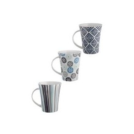 Tarro Porcelana Diseño Geométrico Azul/Blanc 375Ml