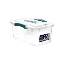 Caja organizadora traslucida de 6 lts con clip de seguridad
