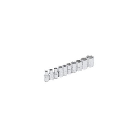 Juego de 10 dados en pulgadas 1/4" en riel