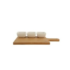 Set de botaneros c/tabla de bambú 3 piezas