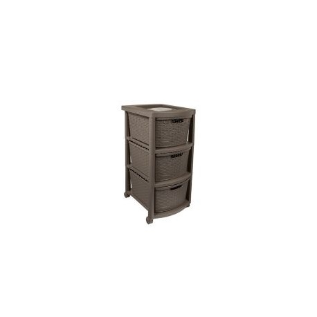 Cajonero de Rattan 3 Gavetas Mocca