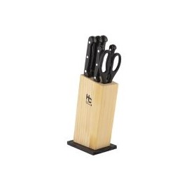 Set de cuchillos c/ base de madera 7 piezas