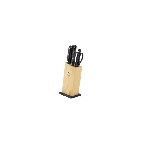 Set de cuchillos c/ base de madera 7 piezas