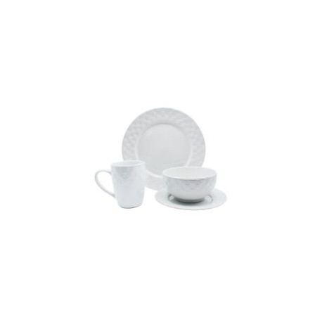 Vajilla porcelana 16 piezas blanca con textura
