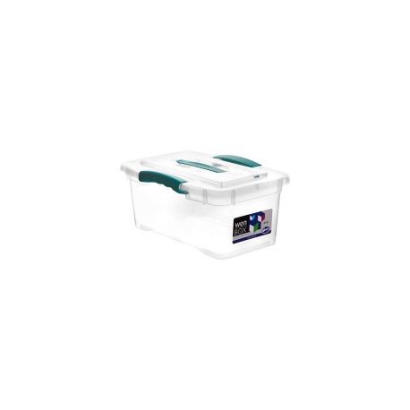 Caja organizadora traslucida de 6 lts con clip de seguridad