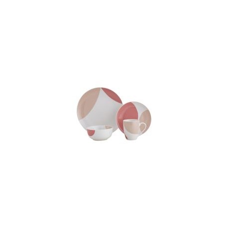 Juego de  vajilla 16 piezas Geométrico rosa