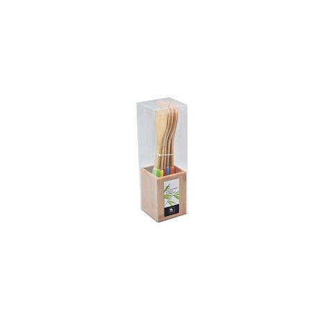 Set 5 utensilios bambú mango silicón