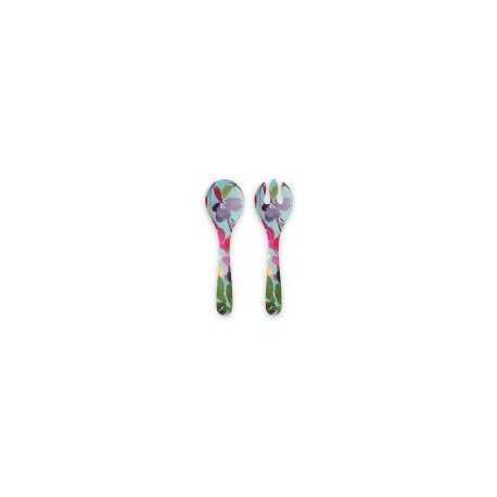 Set 2 cubiertos melamina flor aqua Fantasy Garden