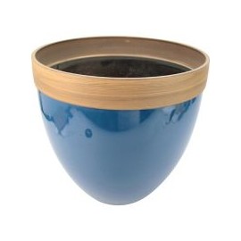 Maceta plástico glaseado azul 36x33 cm
